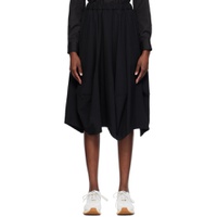 Black Paneled Midi Skirt 241671F092005