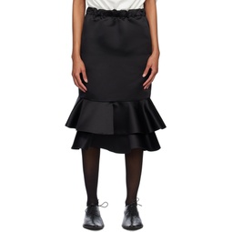 Black Peplum Midi Skirt 231245F092005
