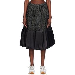 Black Floral Midi Skirt 241671F092004