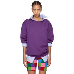 Purple Dropped Shoulder Sweater 241245F096001