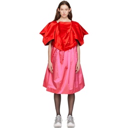 Red & Pink Oversized Midi Dress 232245F054000