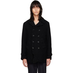 Black Double-Breasted Coat 222058M176002