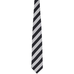 Black & Silver Striped Tie 222058M158005