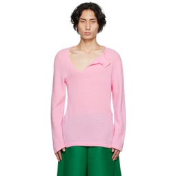 Pink Asymmetric Sweater 222347M206000