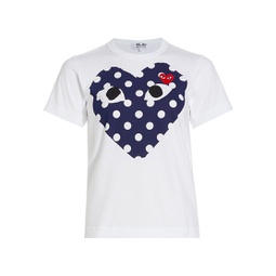 Polka Dot Heart-Print Cotton Jersey T-Shirt