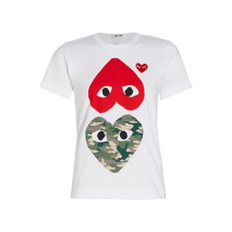 Camouflage-Heart-Print Cotton Jersey T-Shirt