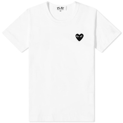 Comme des Garcons Play Womens Basic Logo T-Shirt White & Black