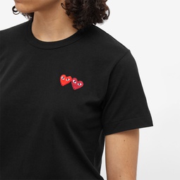 Comme des Garcons Play Womens Double Heart Logo T-Shirt Black