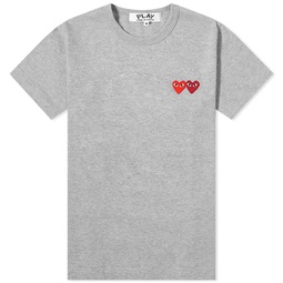 Comme des Garcons Play Womens Double Heart Logo T-Shirt Grey