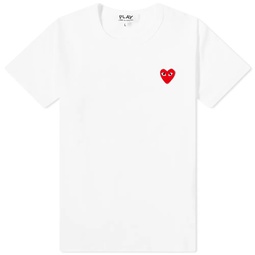 Comme des Garcons Play Womens Basic Logo T-Shirt White & Red