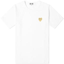 Comme des Garcons Play Womens Gold Heart Logo T-Shirt White