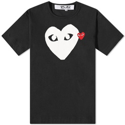 Comme des Garcons Play Double Heart Logo T-Shirt Black, White & Red