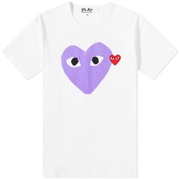 Comme des Garcons Play Red Heart Colour Heart T-Shirt White, Red & Purple