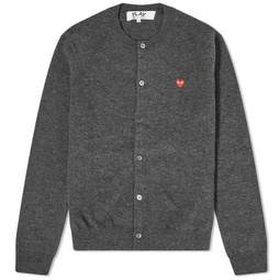 Comme de Garcons Play Womens Small Heart Button Front Cardi Grey