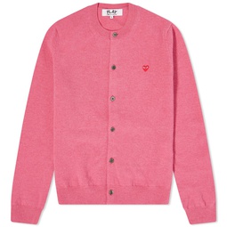Comme de Garcons Play Womens Small Heart Button Front Cardi Pink