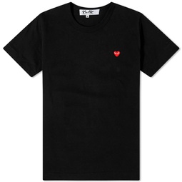 Comme des Garcons Play Womens Small Red Heart Logo T-Shirt Black