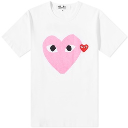 Comme des Garcons Play Red Heart Colour Heart T-Shirt White & Pink