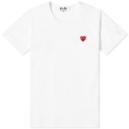 Comme des Garcons Play Womenss Little Red Heart Logo T-Shirt White