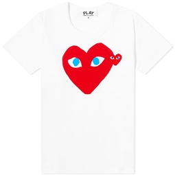 Comme des Garcons Play Double Heart Logo T-Shirt White & Red