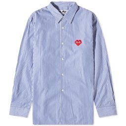 Comme des Garcons Play Invader Heart Striped Shirt Blue & White