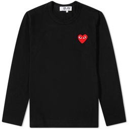 Comme des Garcons Play Womens Long Sleeve Basic Logo T-Shirt Black & Red
