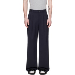 Navy Pleated Trousers 241400M191001