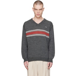 Gray Stripe Sweater 241400M206000