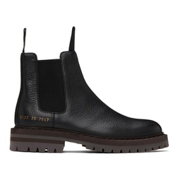 Black Leather Chelsea Boots 232426F113003