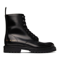Black Combat Boots 212426F113001
