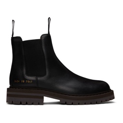 Black Leather Chelsea Boots 241133M223001