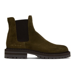 Khaki Stamped Chelsea Boots 232133M223001