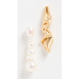 14k Freshwater Pearl & Ceramic Earrings
