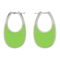 Silver & Green Medium Swipe Earrings 231325F022003