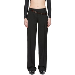 Black Polyester Trousers 221325F087006