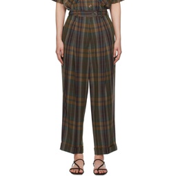 Brown Checkered Trousers 241909F087020