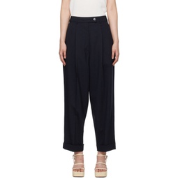 Navy Pleated Trousers 241909F087022