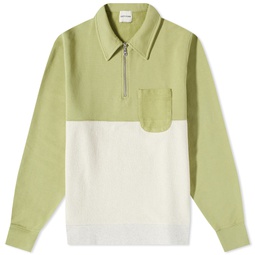 Country of Origin Reverse Quarter-zip Sweatshirt Spring Green & Light Grey