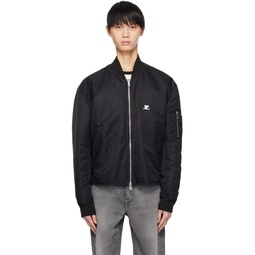 Black Embrodiered Bomber Jacket 232783M175000