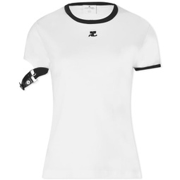 Courreges Buckle Contrast T-Shirt Heritage White & Black