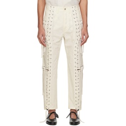 White Lace-Up Trousers 241735M191000