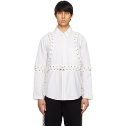 White Deconstructed Laced Shirt 241735M192001