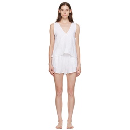 White The Two Tie Tank Top   Shorts Set 241898F079006