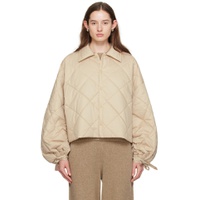 Beige The Collared Quilt Jacket 241898F061000