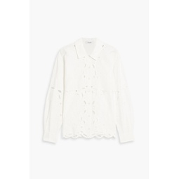 Brielle broderie anglaise cotton and linen-blend shirt