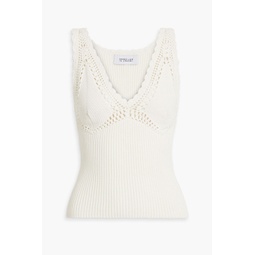 Sia crochet-trimmed ribbed cotton-blend top