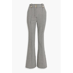 Houndstooth cotton-blend tweed flared pants