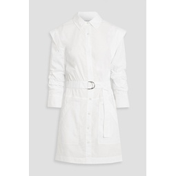 Hadley ruched cotton-poplin mini shirt dress