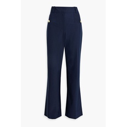 Button-embellished cotton-blend twill bootcut pants
