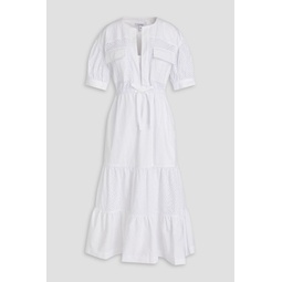 Tiered broderie anglaise cotton midi dress