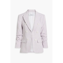 Kaia ruched cotton-blend boucle-tweed blazer